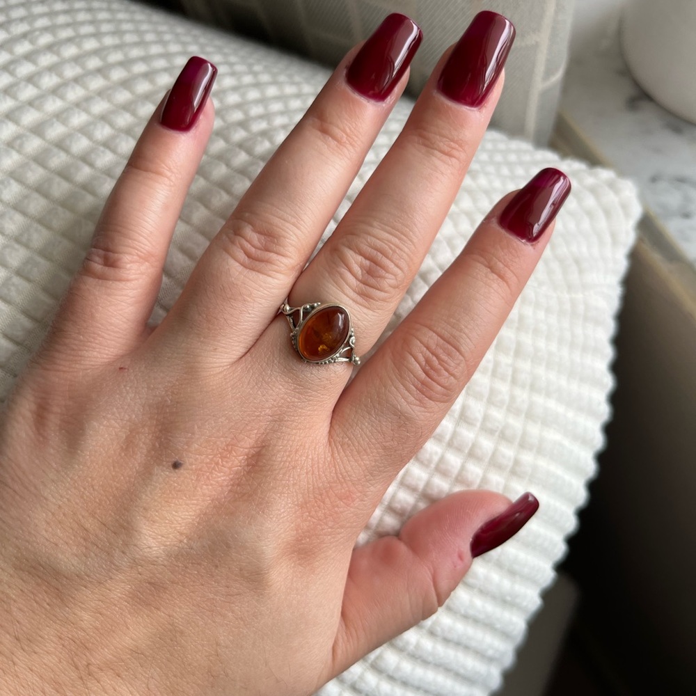 Sterling silver Amber ring size 7